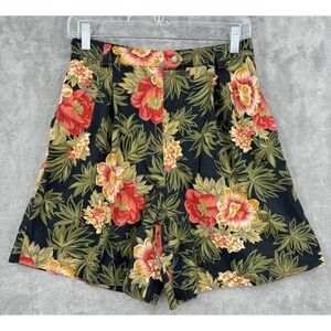 Vintage Central Falls Shorts Womens 6 Floral Pleated Cottage Resort Tropical Zip